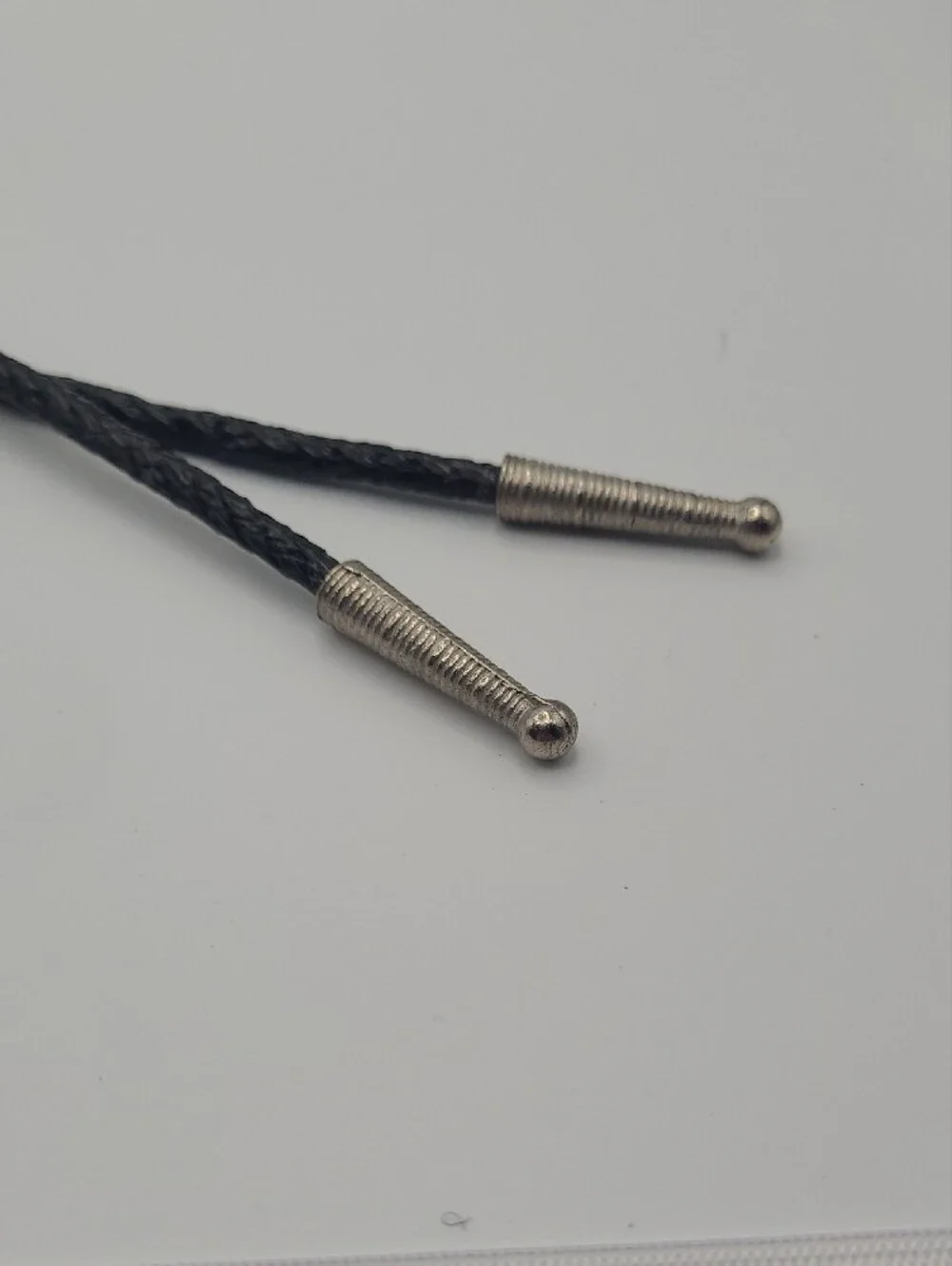 Western Black Leather Bolo Tie with Silver-Tone Floral Slide